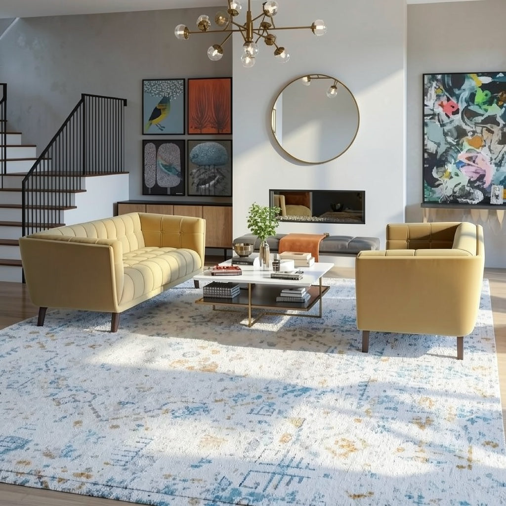 2 Piece Velvet Living Room Set with Channel Tufted Loveseat, Matching Accent Chair, and Mid Century Wood Legs for Lounge and Office Use - brighthearthhome