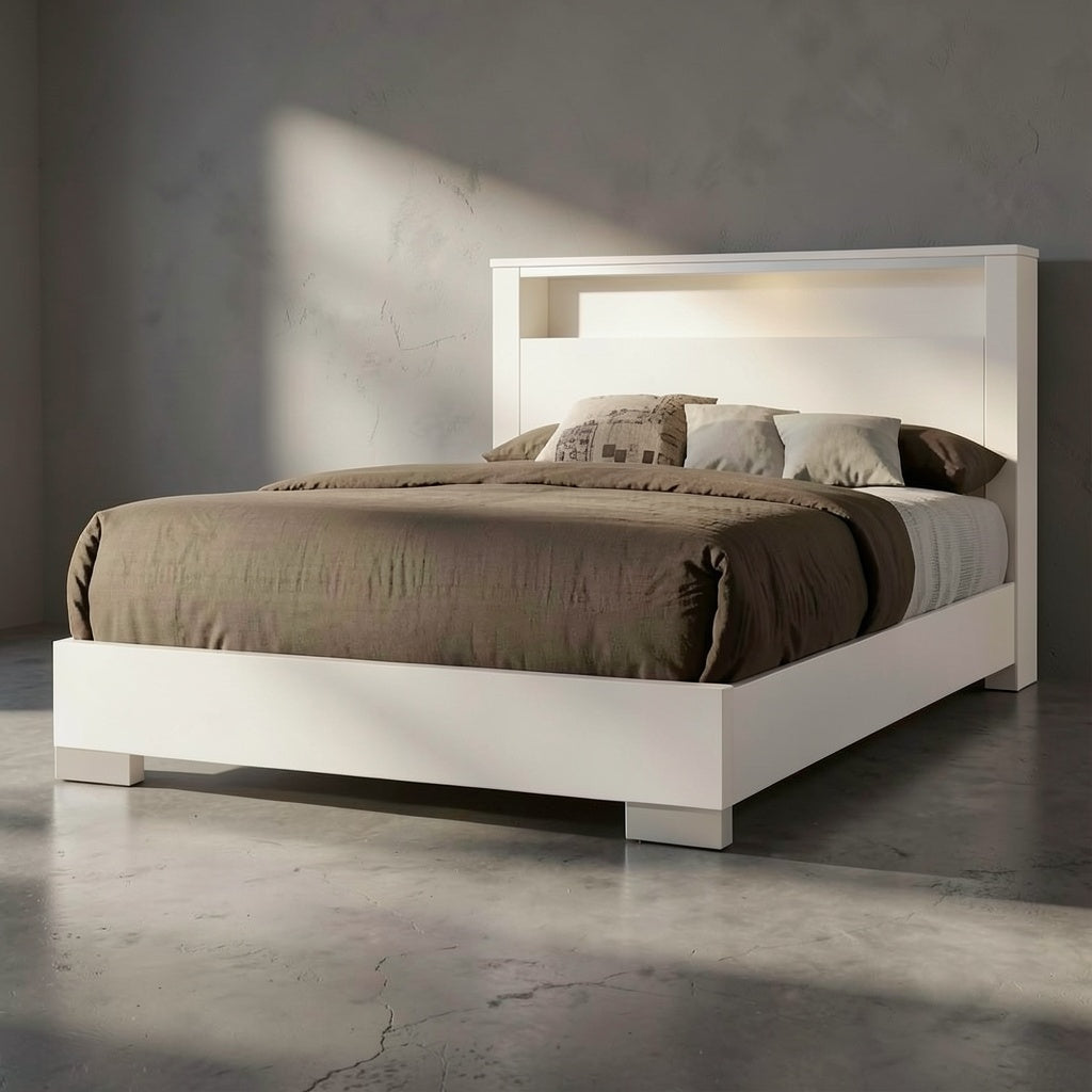 3 Piece Queen Panel Bedroom Set with Bookcase Headboard, 2 Nightstands, and Clean Modern Storage Design for Bedroom Use - brighthearthhome