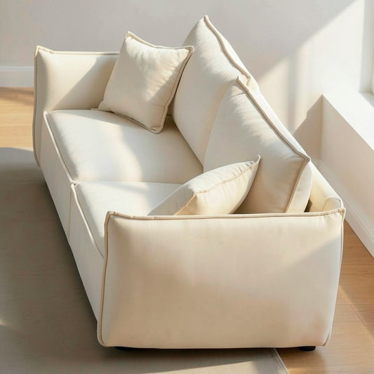 Modern Modular Sofa with Deep Cushions, Low Profile Silhouette, and Cream Upholstery for Living Room, Lounge, and Flexible Seating Use - brighthearthhome