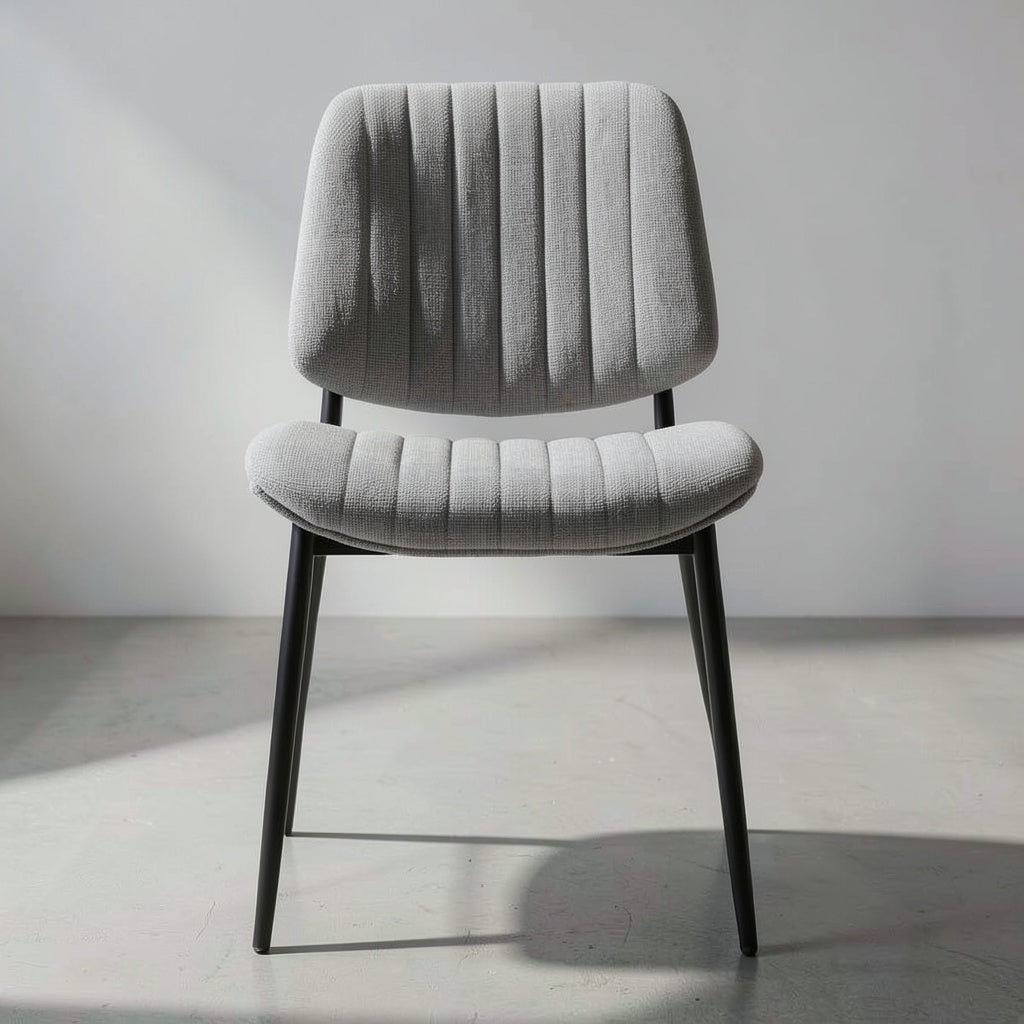 Set of 2 Modern Upholstered Dining Chairs with Channel Tufted Back, Armless Design, and Black Metal Legs for Dining Room and Kitchen Use - brighthearthhome