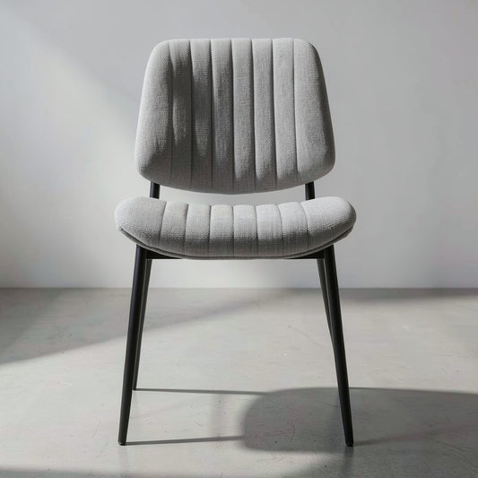Set of 2 Modern Upholstered Dining Chairs with Channel Tufted Back, Armless Design, and Black Metal Legs for Dining Room and Kitchen Use - brighthearthhome