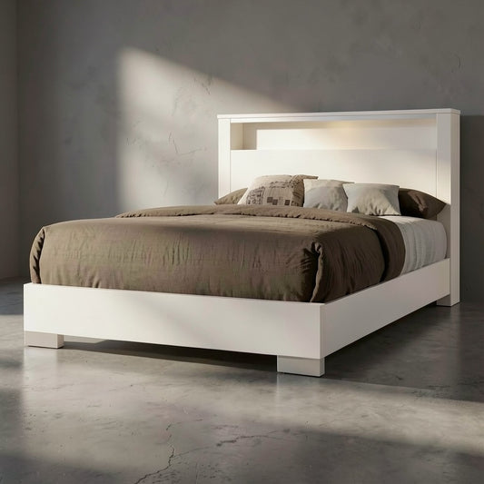3 Piece Queen Panel Bedroom Set with Bookcase Headboard, 2 Nightstands, and Clean Modern Storage Design for Bedroom Use - brighthearthhome